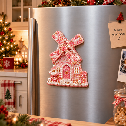 🔥DIY Pearl Art Christmas Windmill Fridge Magnet🌲