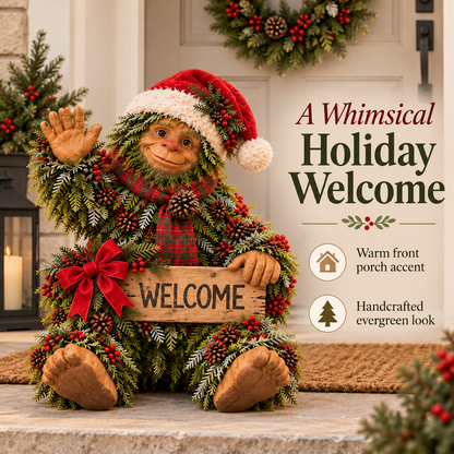 🎄Bigfoot Says Hello!™ – Christmas Evergreen Porch Welcome Decor