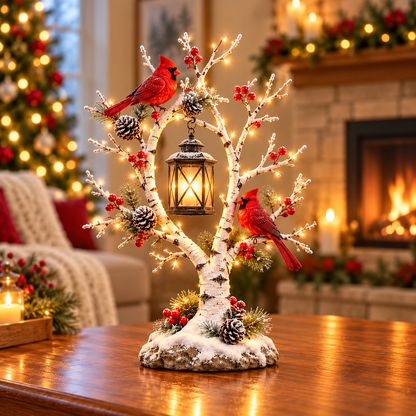❤️ A Little Winter Glow – Cardinal Lantern Tree ✨