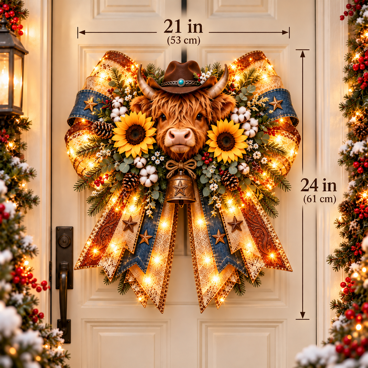 🔥 LAST DAY 49% OFF 🔥✨ Oversized Lighted Bow Collection – Faith, Hummingbird, Highland Cow, Football & Patriotic Eagle Door Decor 🏡🎁