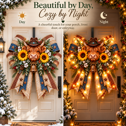 🔥 LAST DAY 49% OFF 🔥✨ Oversized Lighted Bow Collection – Faith, Hummingbird, Highland Cow, Football & Patriotic Eagle Door Decor 🏡🎁
