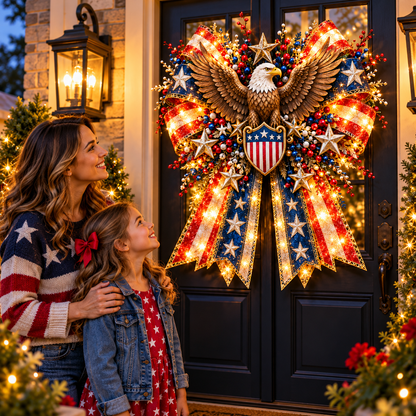🔥 LAST DAY 49% OFF 🔥✨ Oversized Lighted Bow Collection – Faith, Hummingbird, Highland Cow, Football & Patriotic Eagle Door Decor 🏡🎁