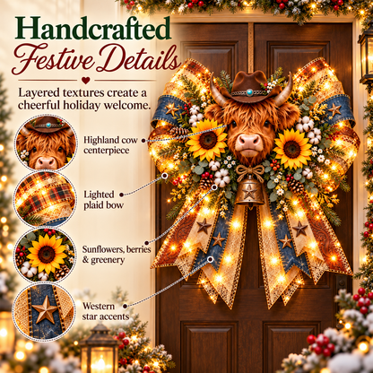 🔥 LAST DAY 49% OFF 🔥✨ Oversized Lighted Bow Collection – Faith, Hummingbird, Highland Cow, Football & Patriotic Eagle Door Decor 🏡🎁