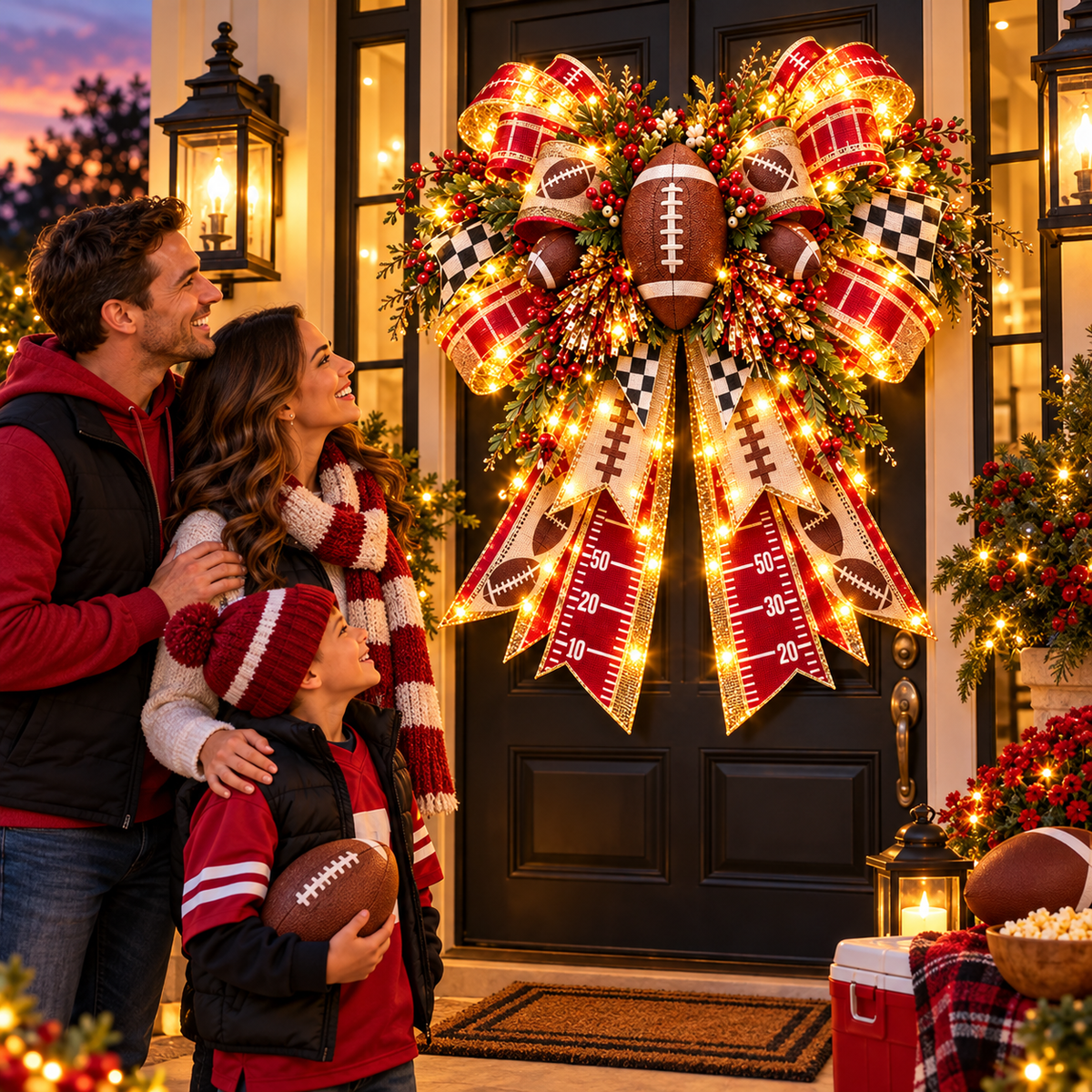 🔥 LAST DAY 49% OFF 🔥✨ Oversized Lighted Bow Collection – Faith, Hummingbird, Highland Cow, Football & Patriotic Eagle Door Decor 🏡🎁