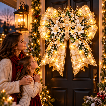 🔥 LAST DAY 49% OFF 🔥✨ Oversized Lighted Bow Collection – Faith, Hummingbird, Highland Cow, Football & Patriotic Eagle Door Decor 🏡🎁