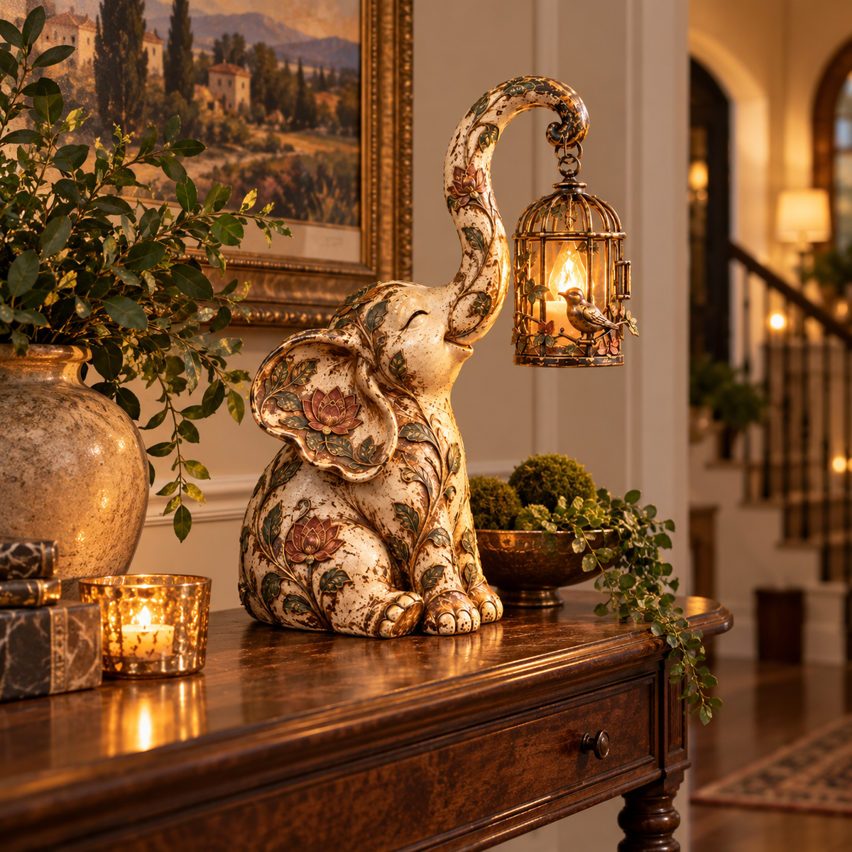 🔥😍Vintage Elephant Light – Boho Floral Decor with a Warm Cozy Glow