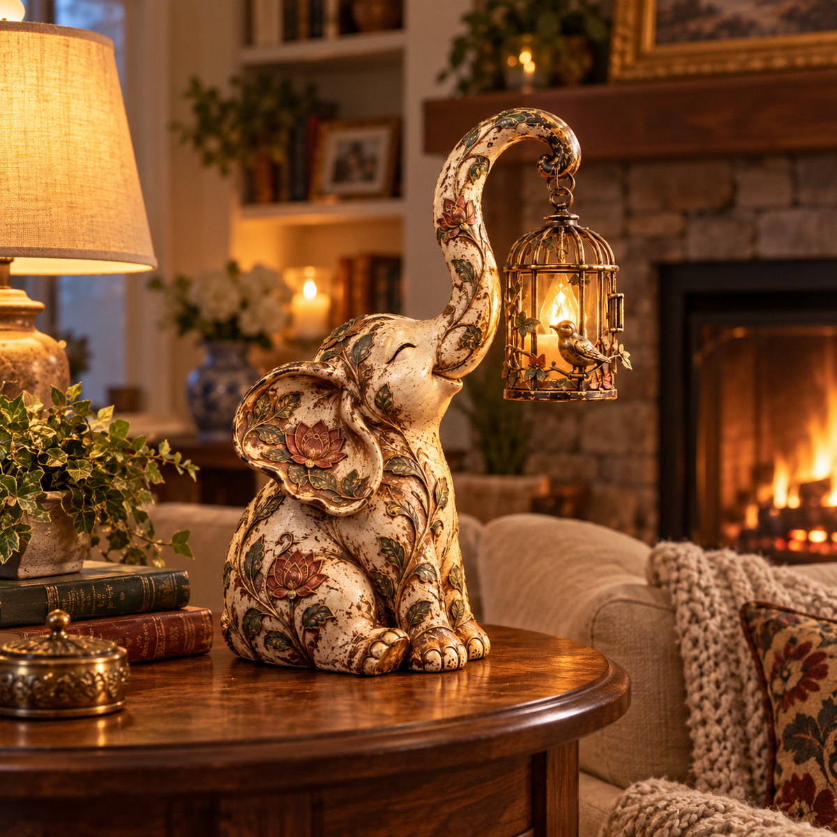 🔥😍Vintage Elephant Light – Boho Floral Decor with a Warm Cozy Glow
