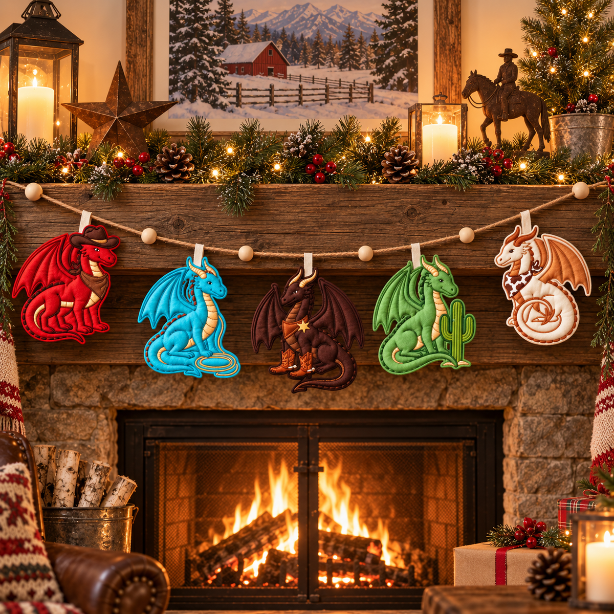 Frontier dragon Christmas garland