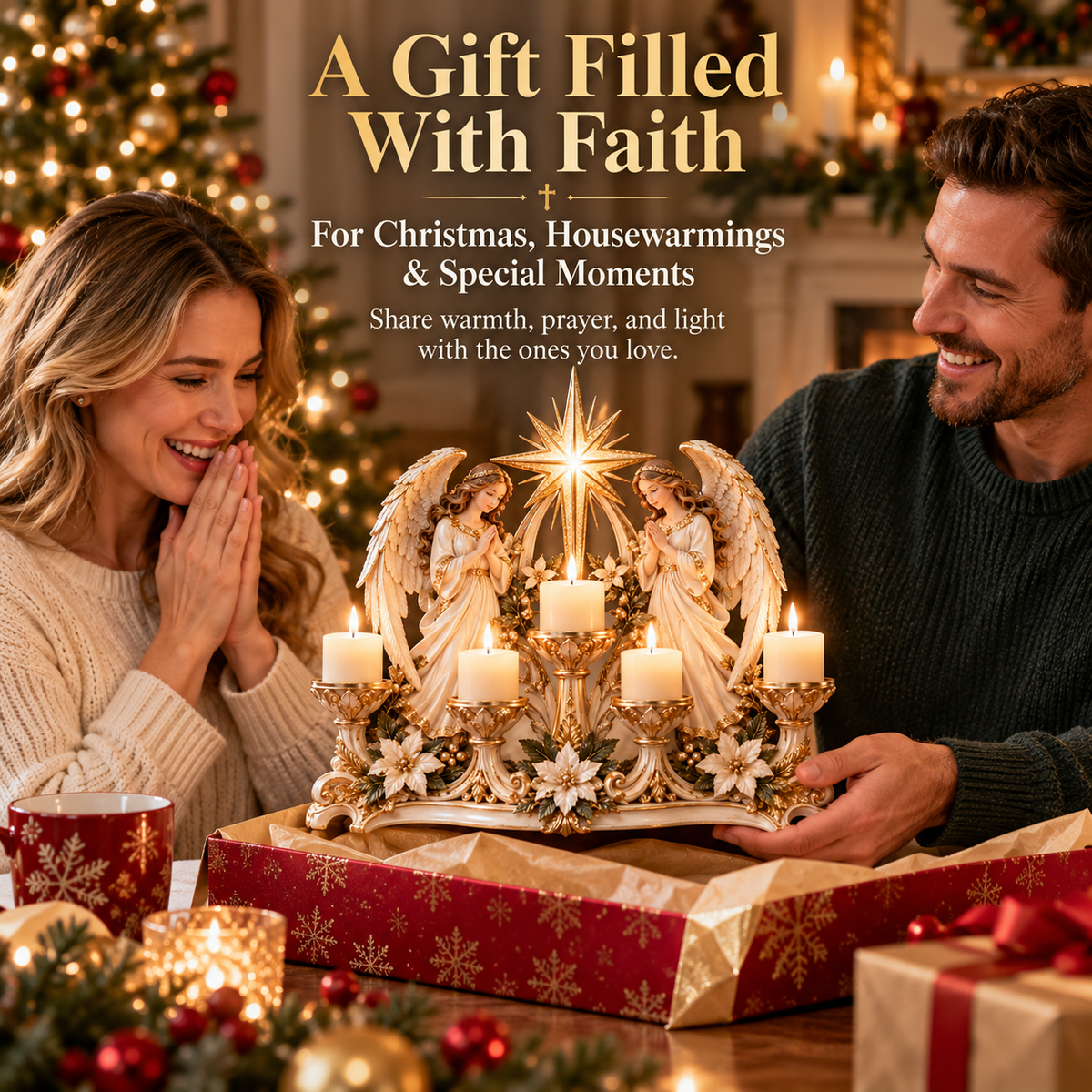 ✨🕯️ Light of His Presence — Sacred Christian Candleholder ✝️🤍