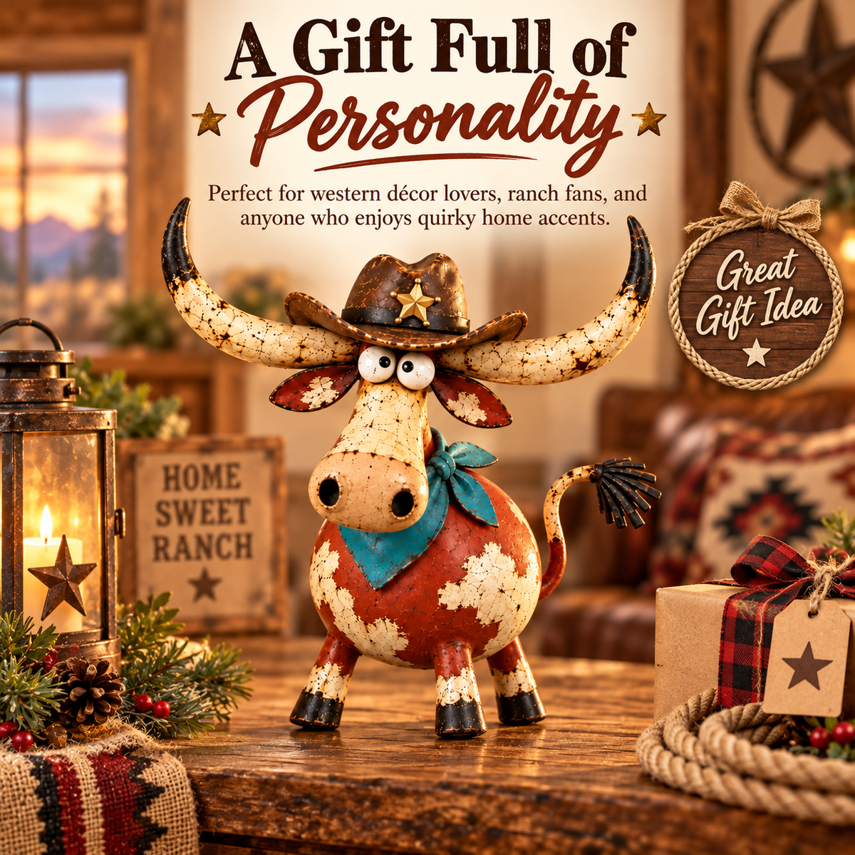 ✨🤠Wild West Longhorn Cowboy™ Rustic Ranch Figurine