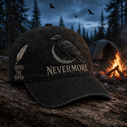 ⬛🐦The Midnight Messenger — Poe-Inspired Embroidered Cap