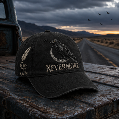 ⬛🐦The Midnight Messenger — Poe-Inspired Embroidered Cap