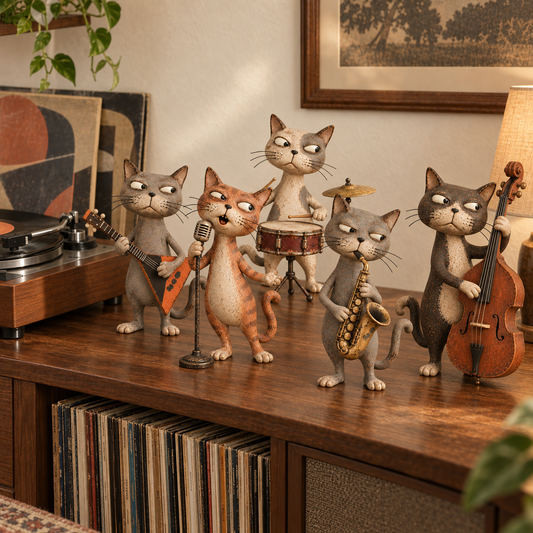 🎶 The Whisker Street Band | Vintage Cat Musician Figurines