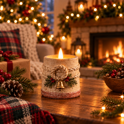 🔥😍Winterglow Christmas Candles – Snowy Pine & Rustic Bell Collection