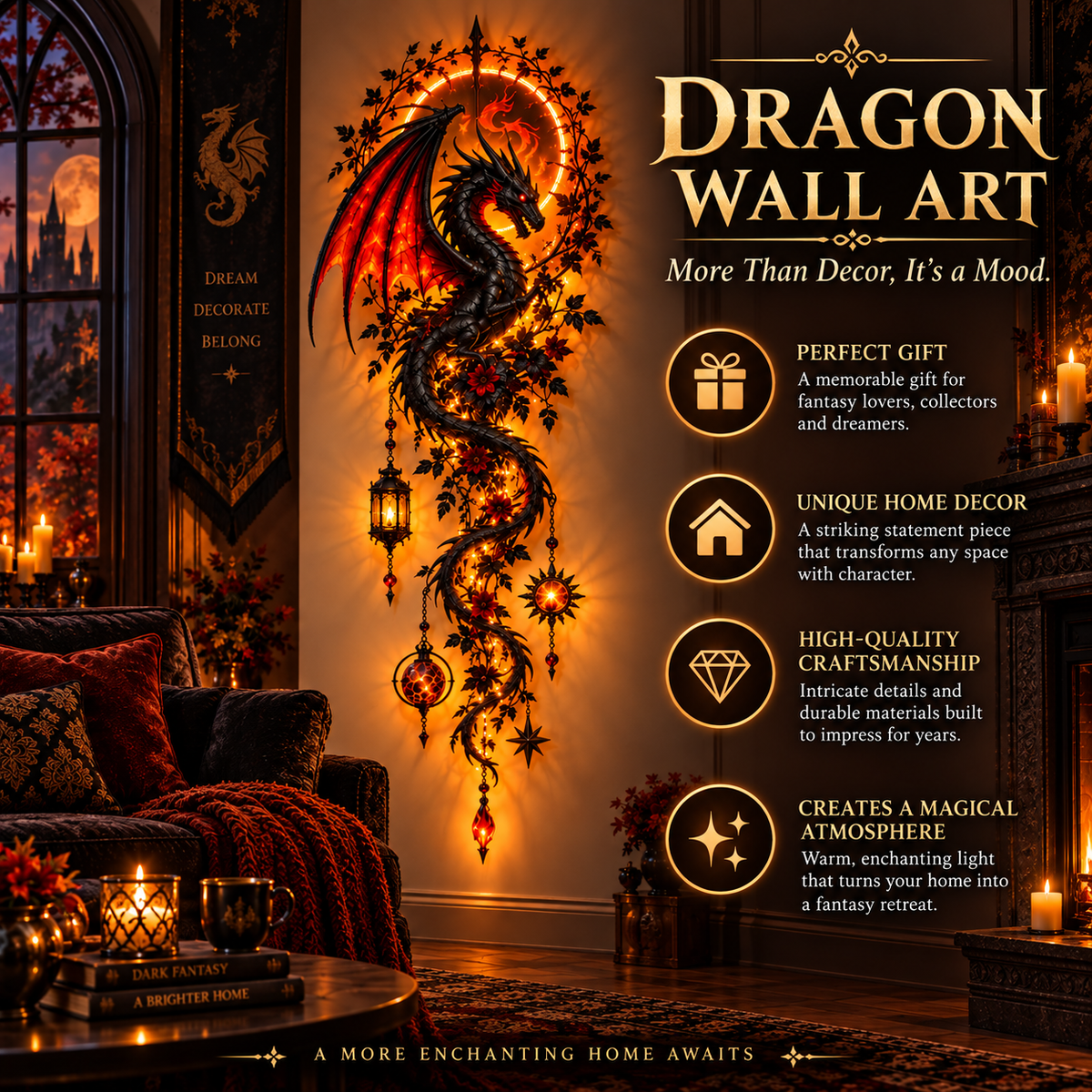 🔥😍Dark Legends – Illuminated Fantasy Wall Decor