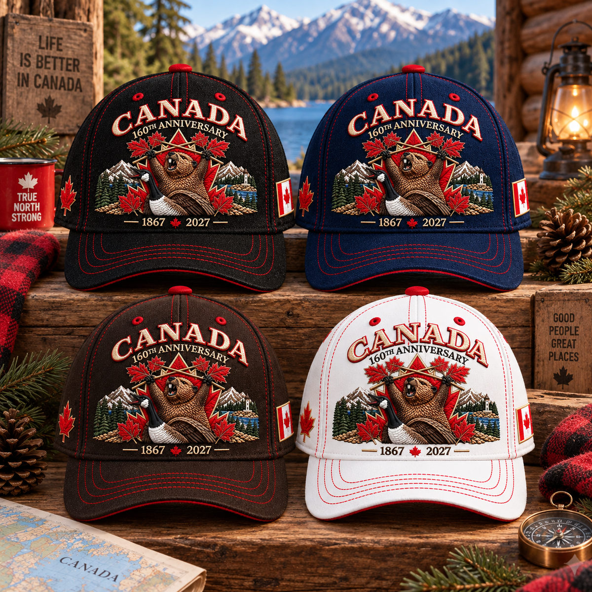 🔥😍Canada 160th Anniversary 1867–2027 – Heritage Embroidered Cap🍁