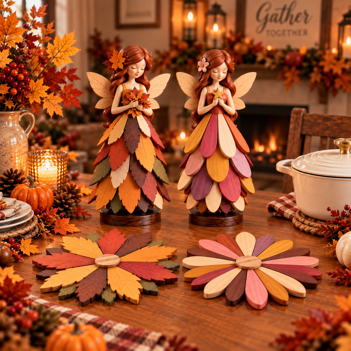 Pink and orange Enchanted Bloom Fairy Trivet styles