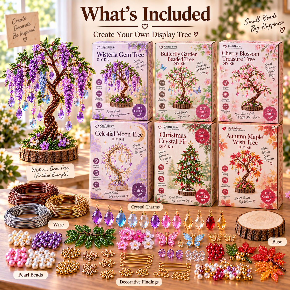 🔥😍DIY Beaded Tree Craft Kit – Handmade Home Decor🌳