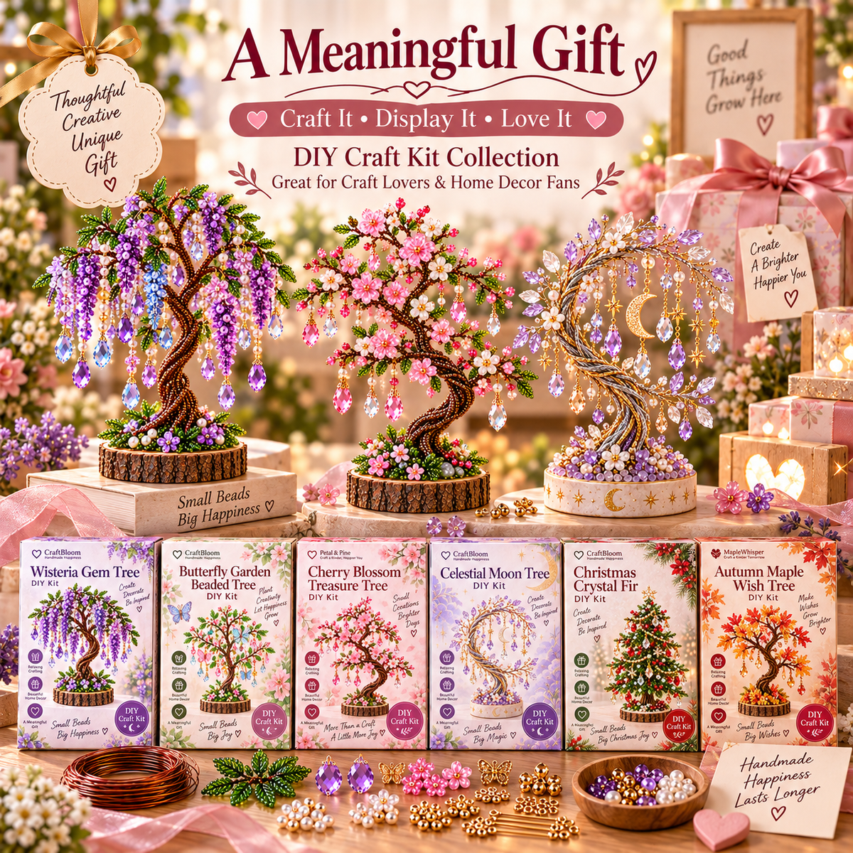 🔥😍DIY Beaded Tree Craft Kit – Handmade Home Decor🌳