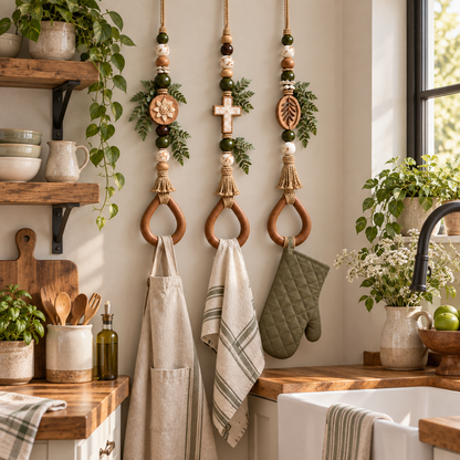 🔥😍Boho Teardrop Wall Hanger – Rustic Wooden Towel & Accessory Organizer