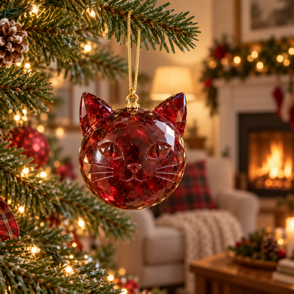🎄 Gemstone-Inspired Cat Christmas Ornament – A Purr-fect Gift for Cat Lovers 🐱✨