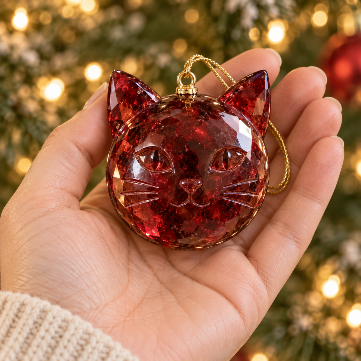 🎄 Gemstone-Inspired Cat Christmas Ornament – A Purr-fect Gift for Cat Lovers 🐱✨