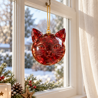 🎄 Gemstone-Inspired Cat Christmas Ornament – A Purr-fect Gift for Cat Lovers 🐱✨