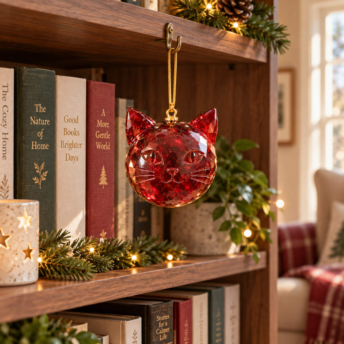 🎄 Gemstone-Inspired Cat Christmas Ornament – A Purr-fect Gift for Cat Lovers 🐱✨