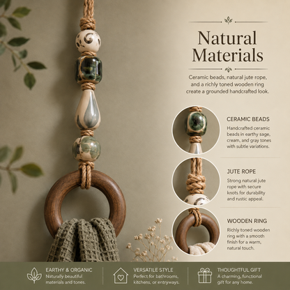 2027 Fellime®Decorative Beaded Towel Hanger with Wooden Ring