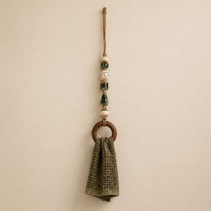 😍Beaded Wooden Ring Towel Holder