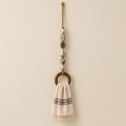 😍Beaded Wooden Ring Towel Holder