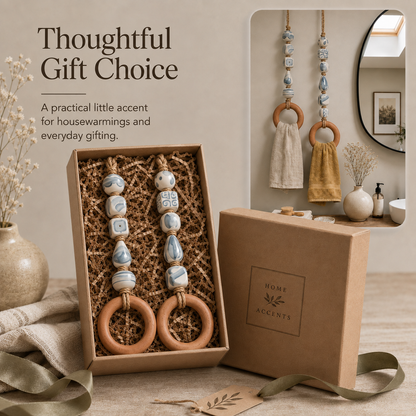 2027 Fellime®Decorative Beaded Towel Hanger with Wooden Ring