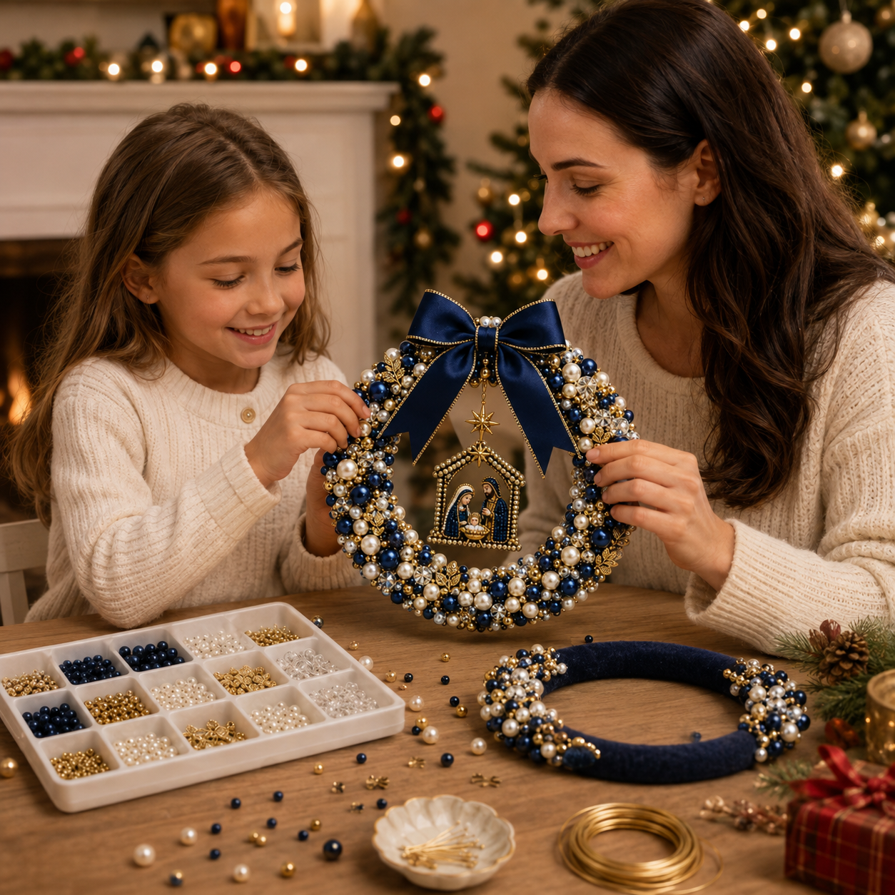 💎🎀DIY Beaded Christmas Wreath Kit – Create Your Own Holiday Door Décor