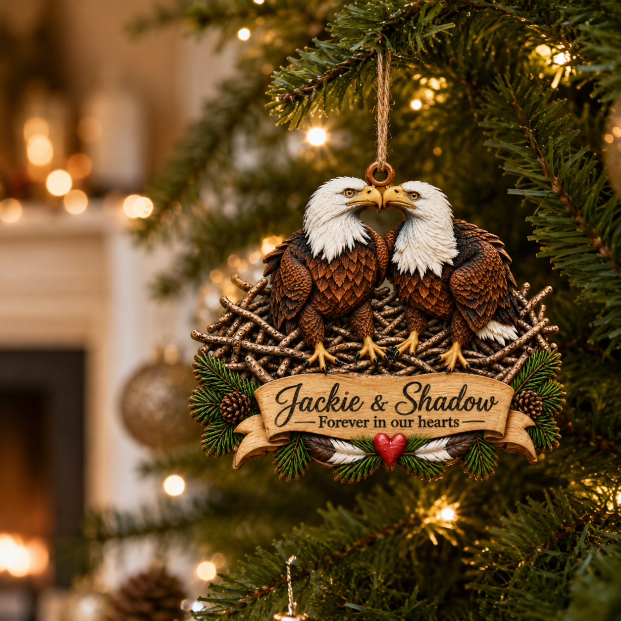 🦅Jackie & Shadow – Bald Eagle Christmas Ornament
