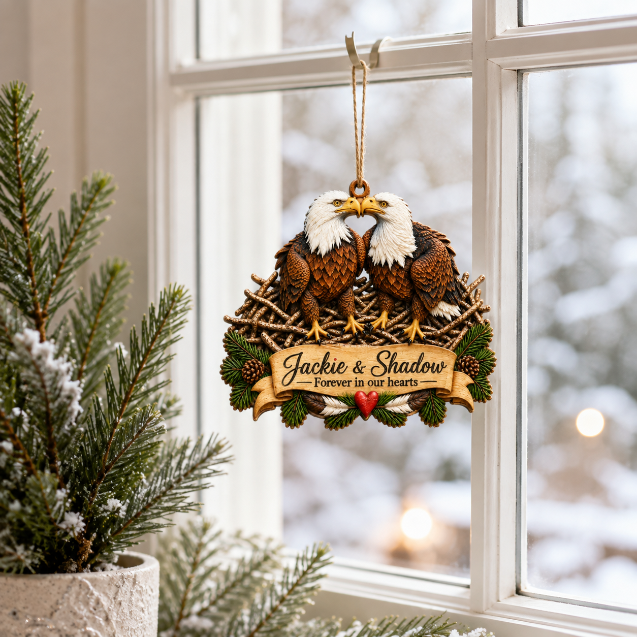 🦅Jackie & Shadow – Bald Eagle Christmas Ornament