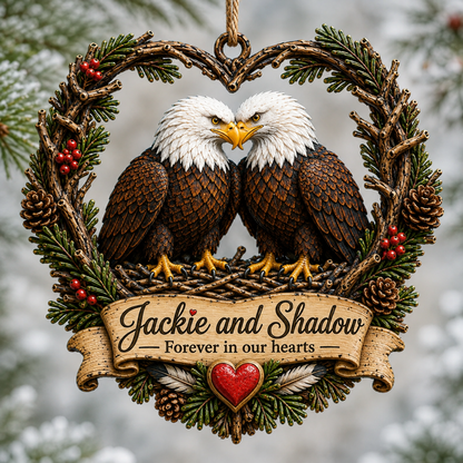 🦅Jackie & Shadow – Bald Eagle Christmas Ornament