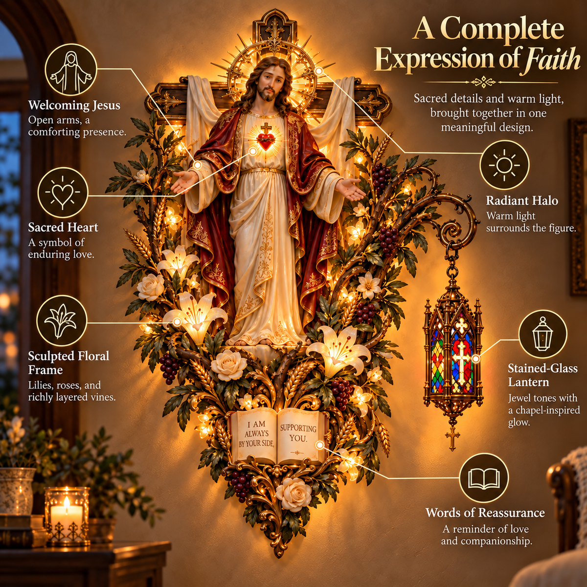 ✝️✨ Always Beside You – Sacred Heart Jesus Wall Light