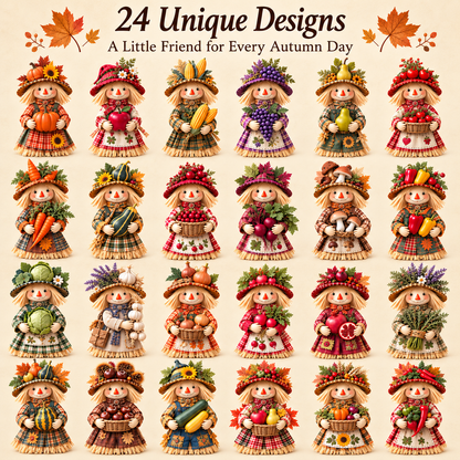 🔥😍Autumn Harvest Little Friends Blind Box – 24 Mini Scarecrow Collectibles for Cozy Fall Days🍂