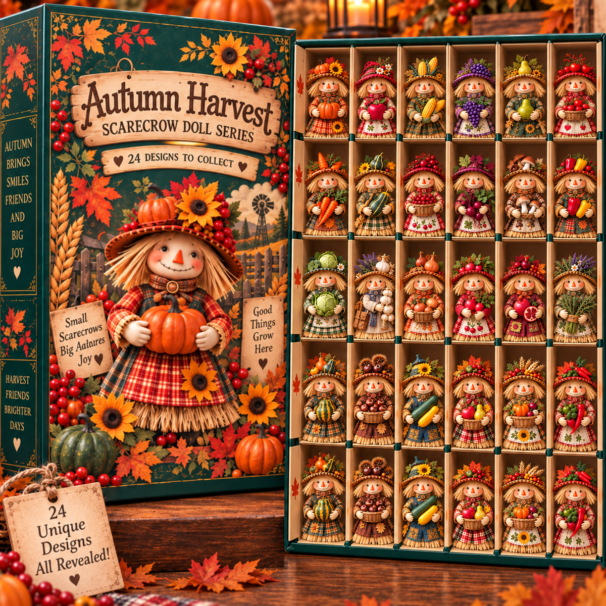 🔥😍Autumn Harvest Little Friends Blind Box – 24 Mini Scarecrow Collectibles for Cozy Fall Days🍂