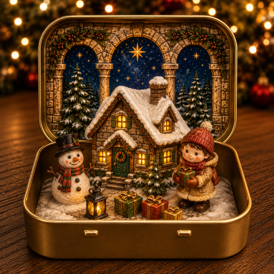 Style B snowy Christmas cottage