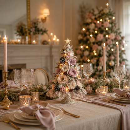 🌸Blush Blossom Illuminated Christmas Tree