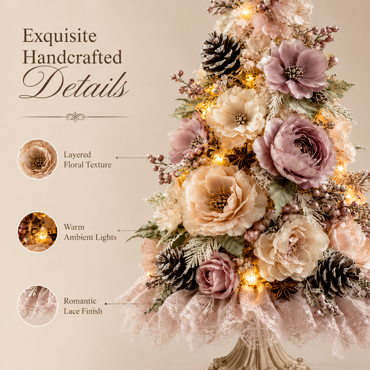 Floral Christmas tree detail design