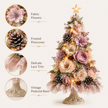 🌸Blush Blossom Illuminated Christmas Tree
