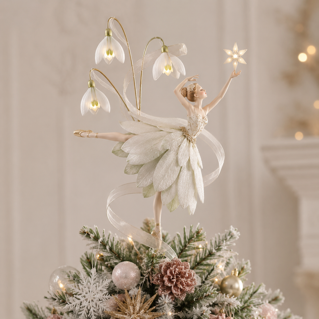 Style D Snowfall Leap ballerina Christmas tree topper