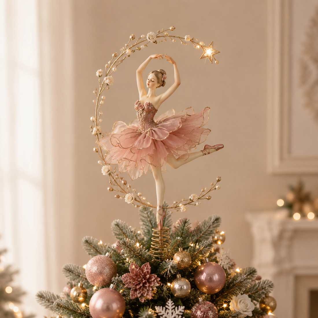 Style E Rosy Waltz ballerina Christmas tree topper