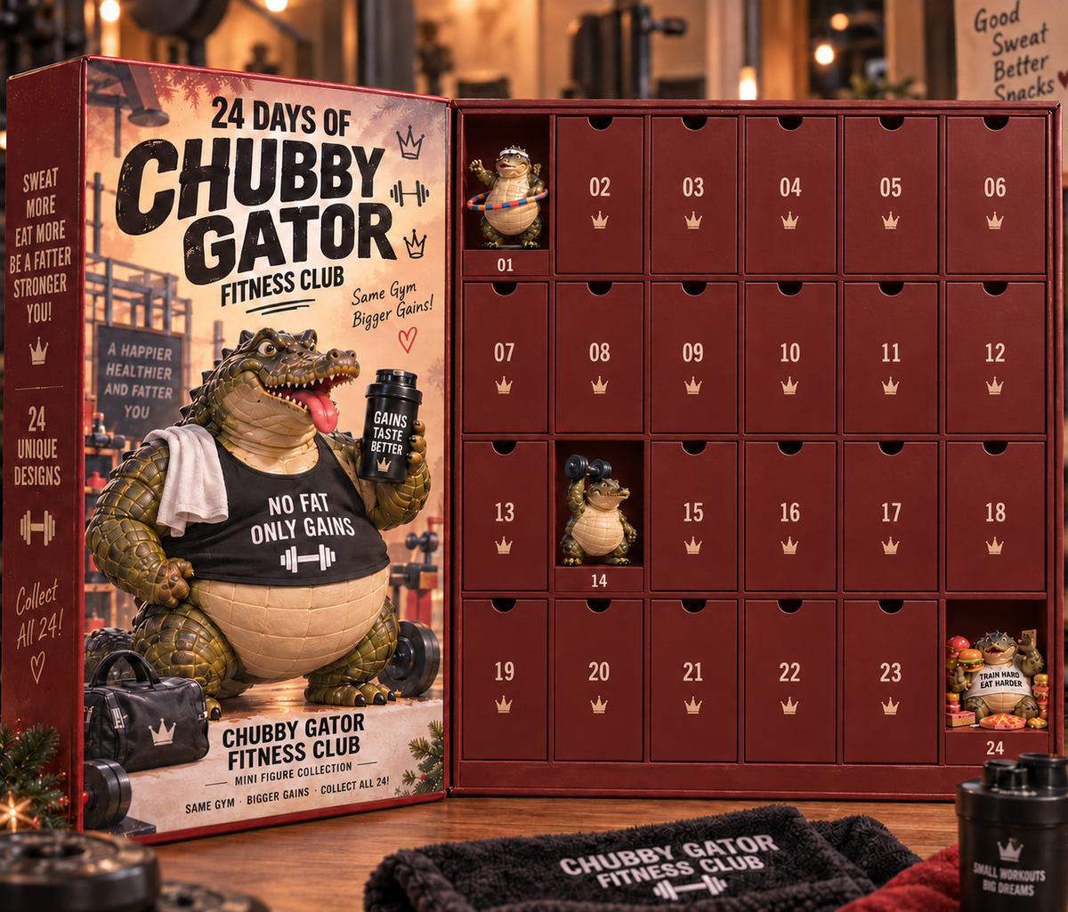 Chubby Gators numbered advent calendar doors