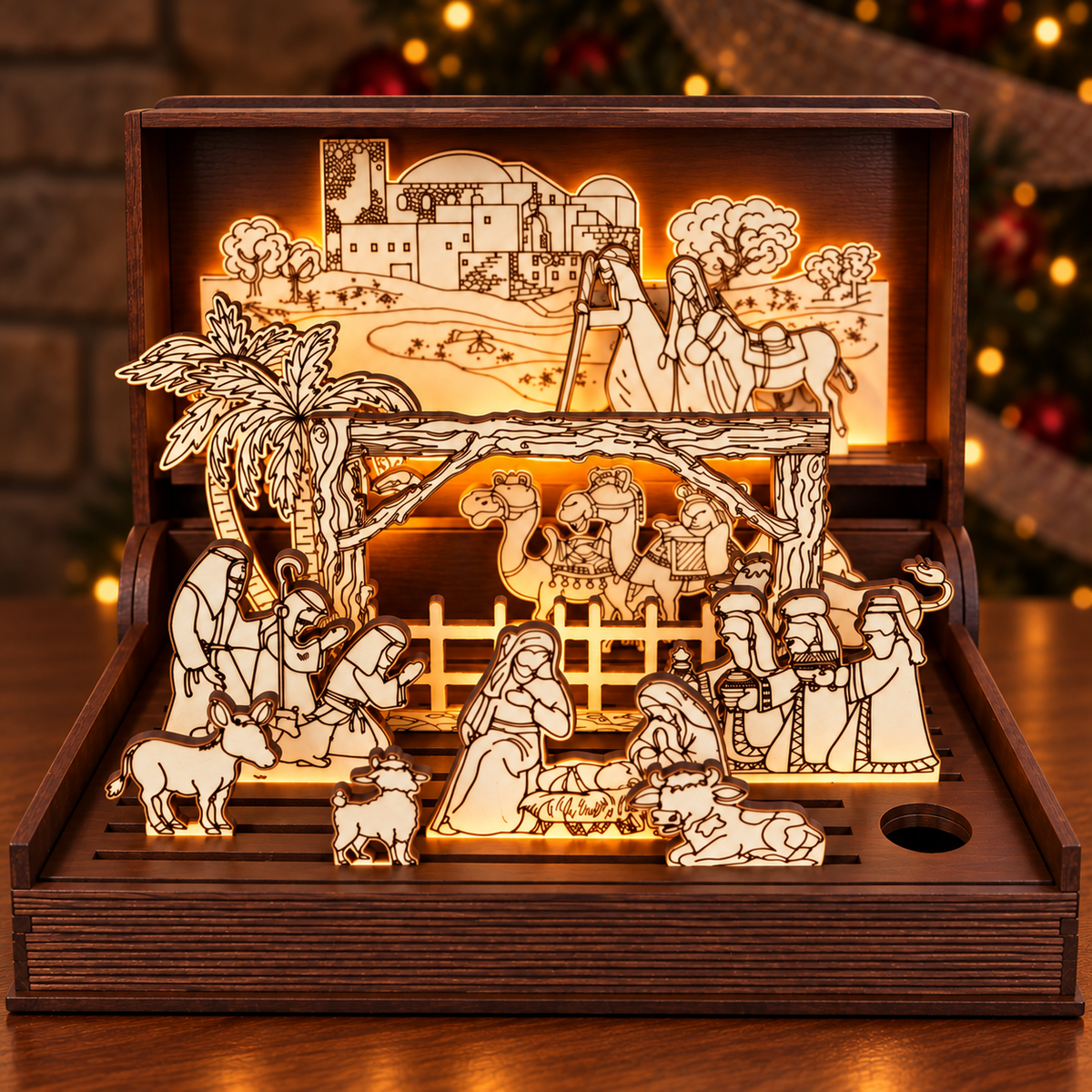 🔥🙏The Bethlehem Storybook — Wooden Nativity Scene Puzzle