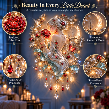 🌙 Moonlit Rose Goddess Starfall Wall Light