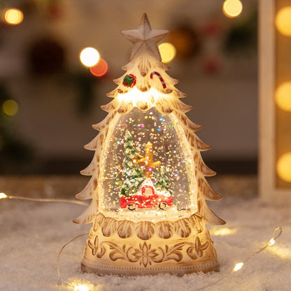 Lighted Christmas Tree Snow-Globe Ornament