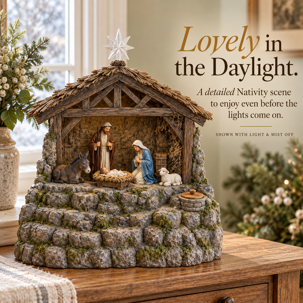 ✨ Bethlehem Glow – Lighted Nativity Mist Diffuser